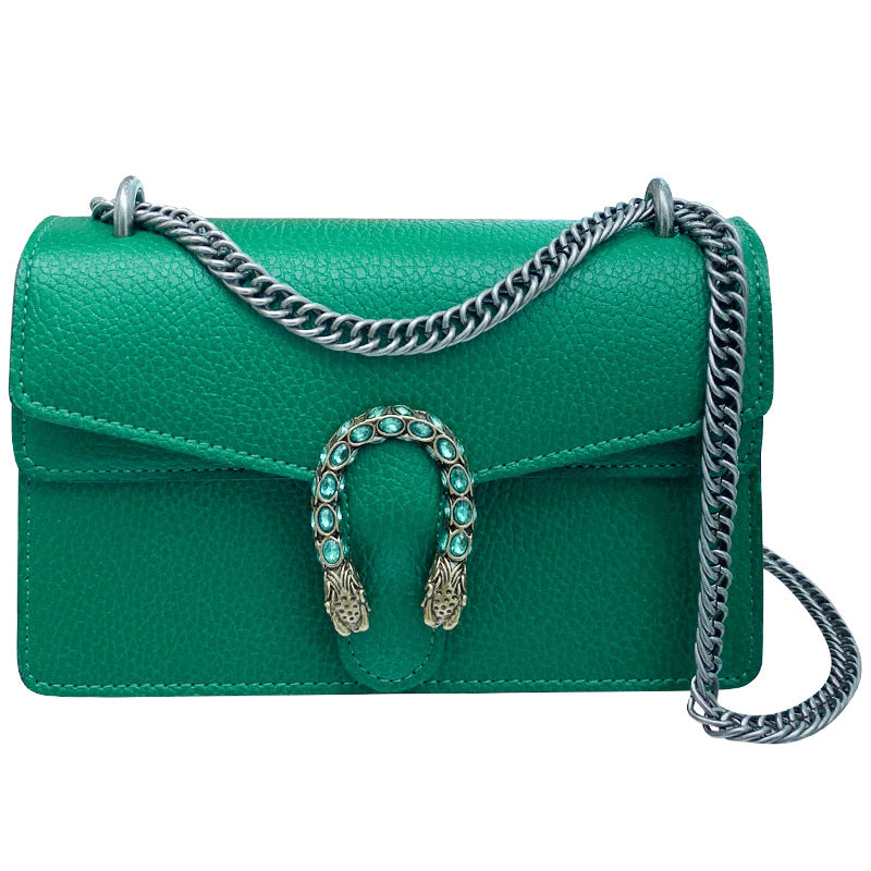 Women's Vintage Snake Head Design Niche Cowhide Bags