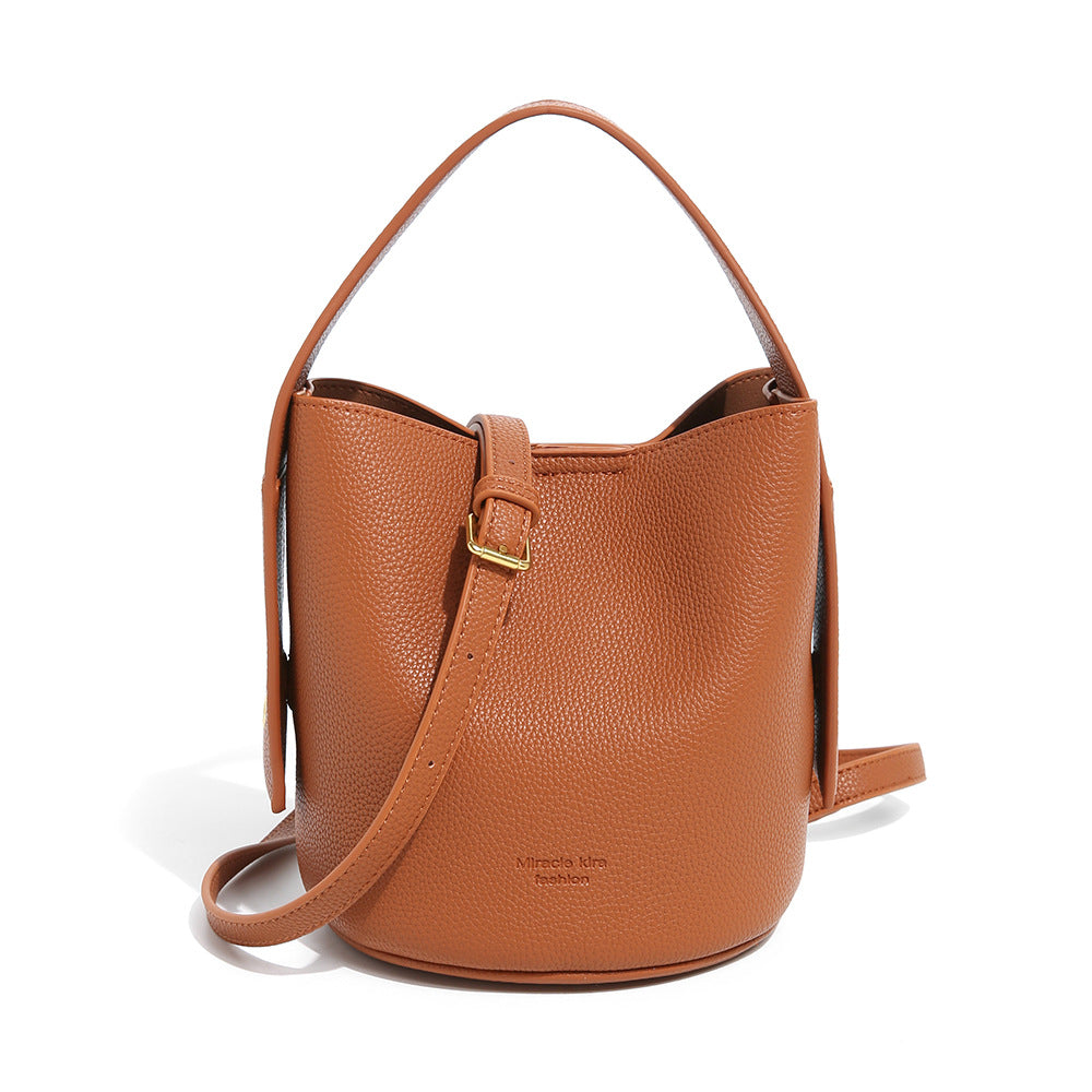 Women's Retro Fashion Lychee Pattern Large Capacity Handbags