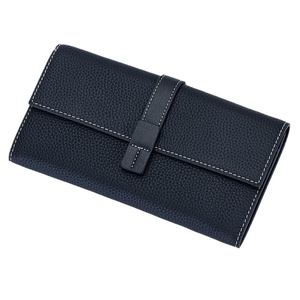 Women's Color Long First Layer Cowhide Large Ladies Wallets