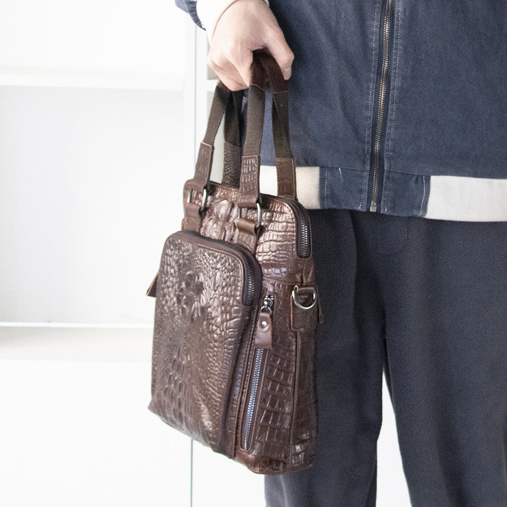 Men's Oil Wax Leather Vertical First Layer Bags