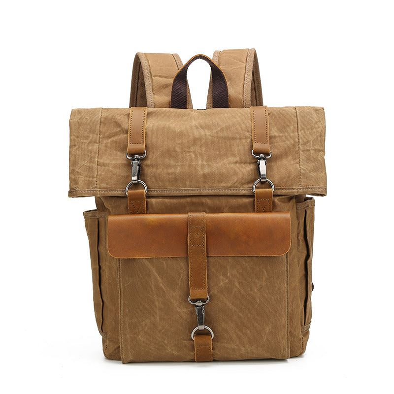 Leather Waterproof Oil Wax Canvas Leisure Computer Backpacks