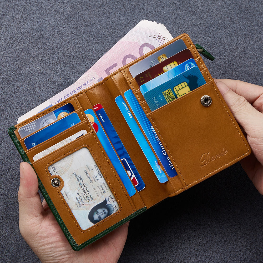 Men's Genuine Leather Large Capacity Zipper Multiple Men's Wallets