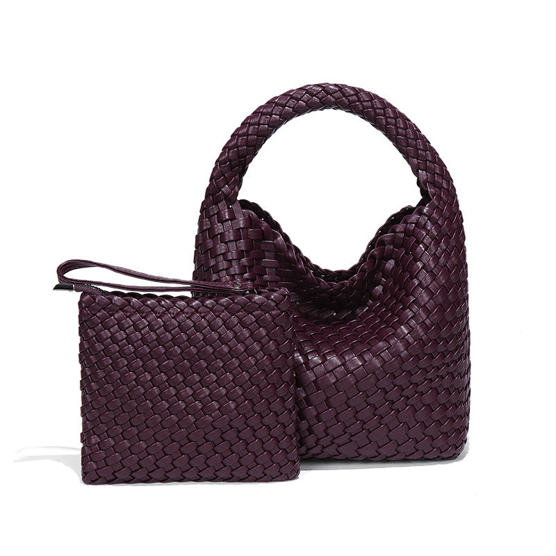 Women's Korean Style Fashionable Woven Pure Color Handbags