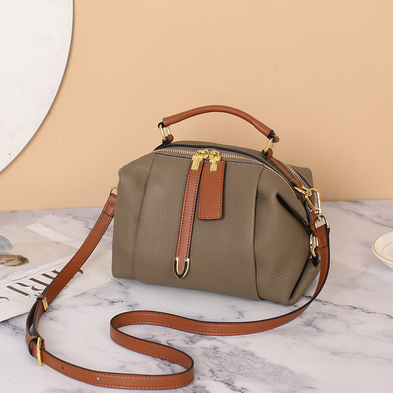 Women's First Layer Cowhide Dumpling Leather Large Handbags