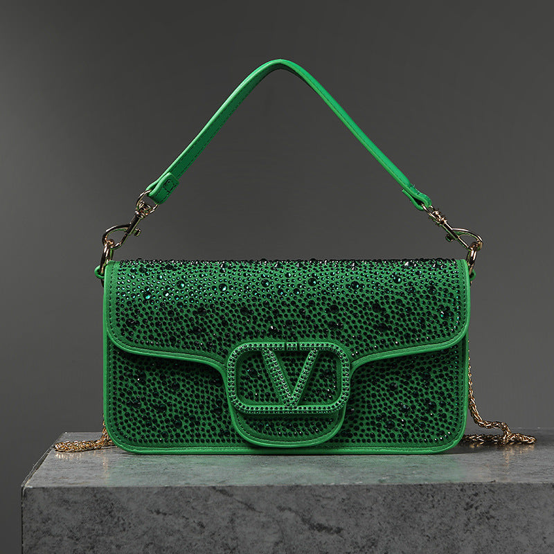 Bright Crystal Sliding Chain Fashion Flip Crossbody Bags