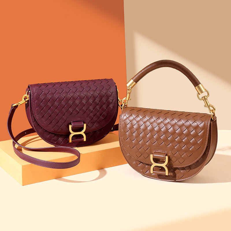Women's Fashion Woven Saddle Design Versatile High Quality Handbags