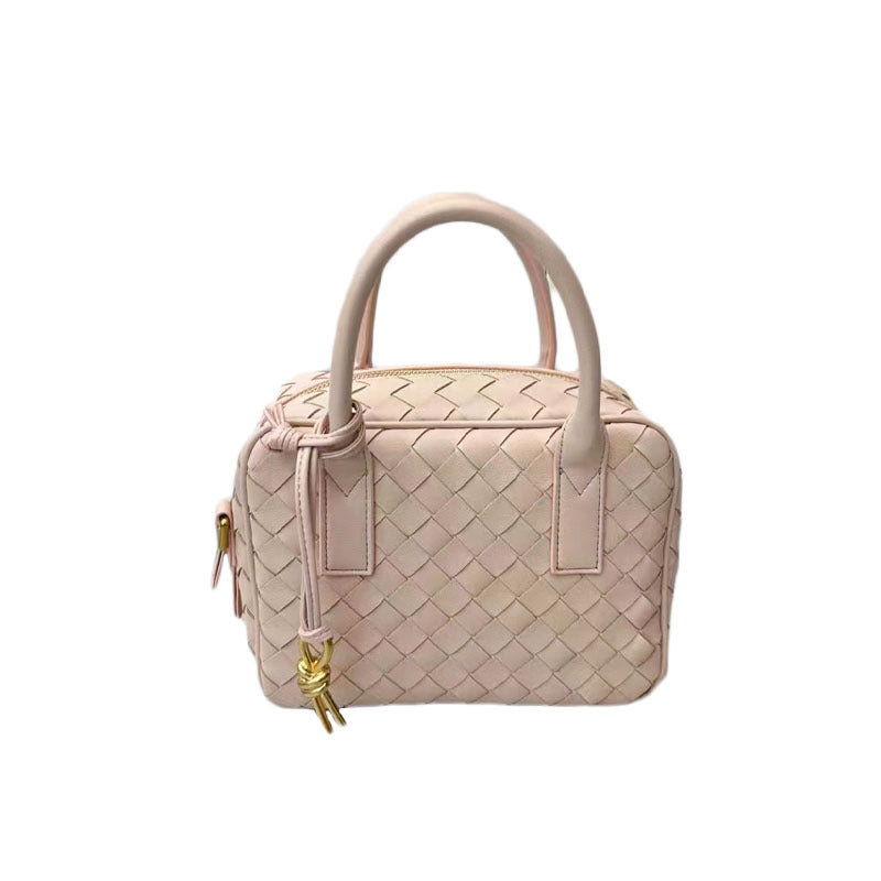 Women's Cowhide Woven Boston Portable Large Capacity Shoulder Bags