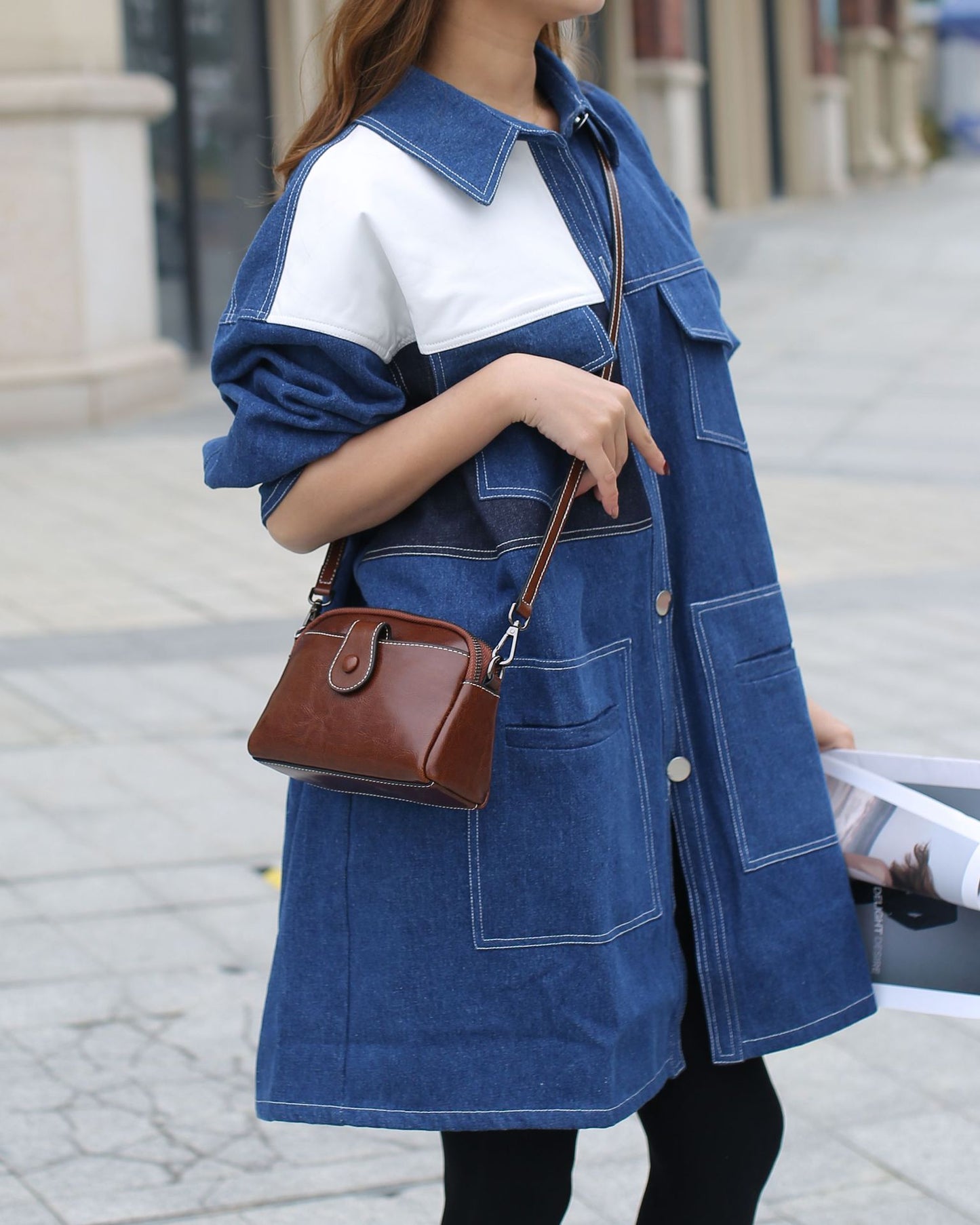 Women's Oil Wax Cowhide Single Lady's Practical Shoulder Bags