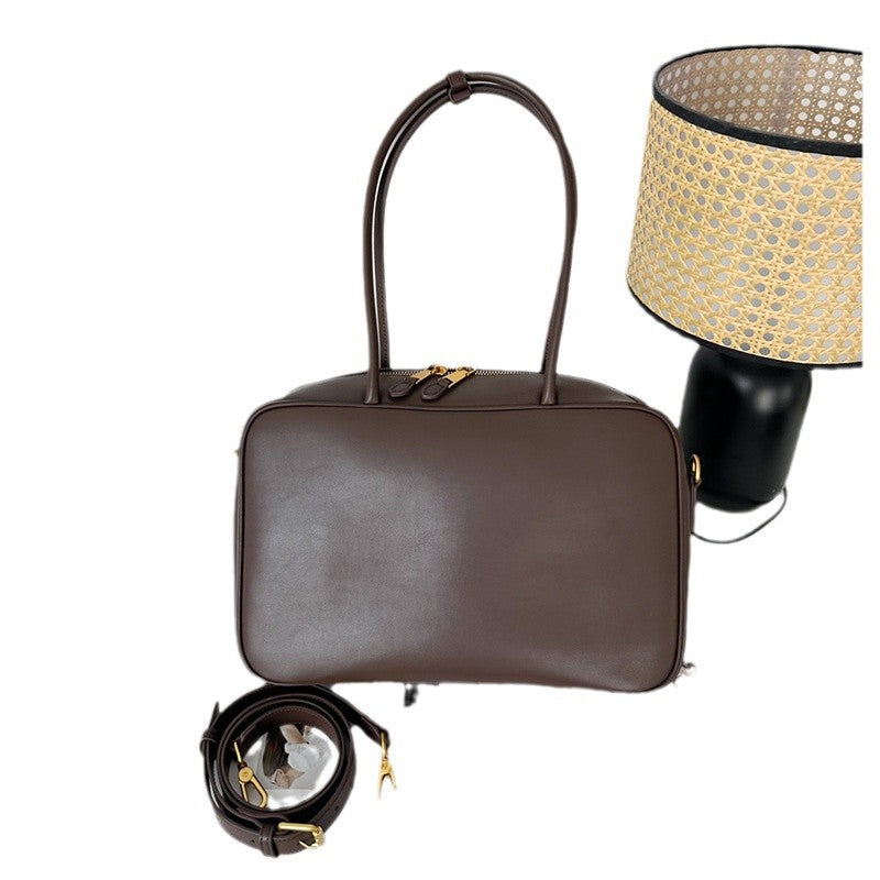 Women's Slouchy Beautiful Niche Leather Bowling Bags
