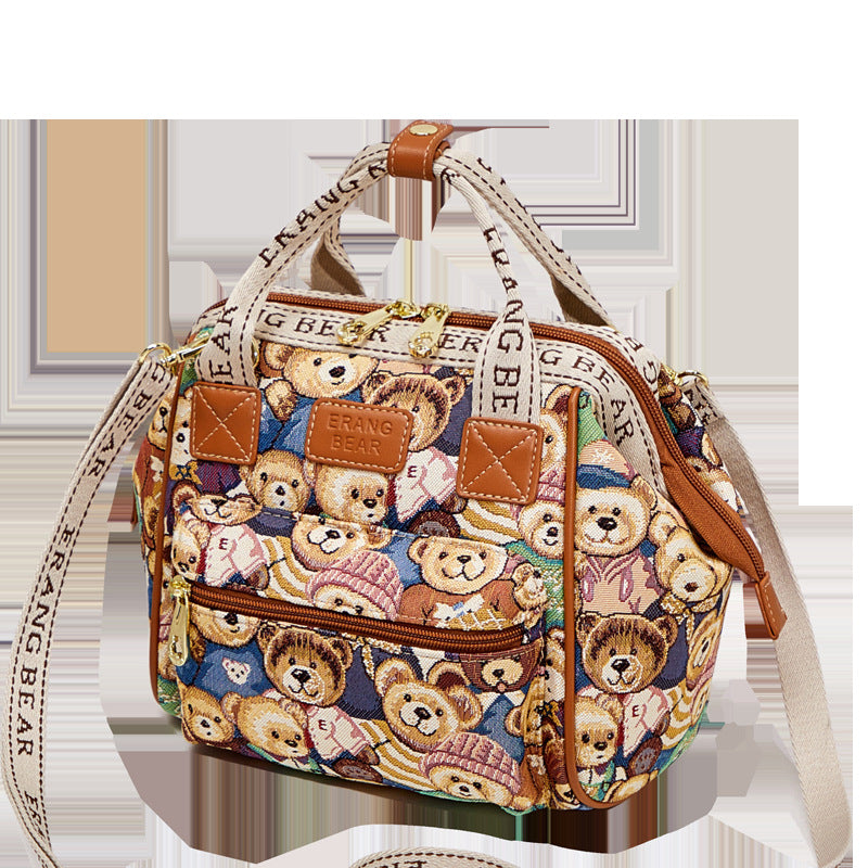 Women's Bear Attachment Stylish Versatile Canvas Large Bags