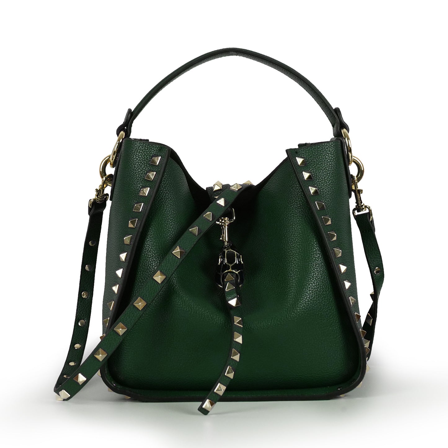 Women's Cow Leather Rivet Vintage Leopard Head Crossbody Bags