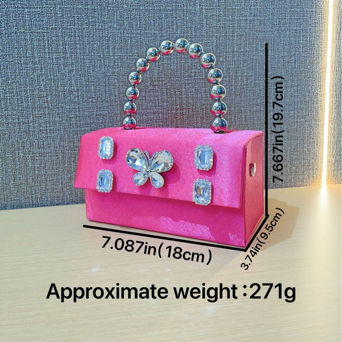 Butterfly Rhinestone Banquet Silk Satin Dinner Small Square Bags