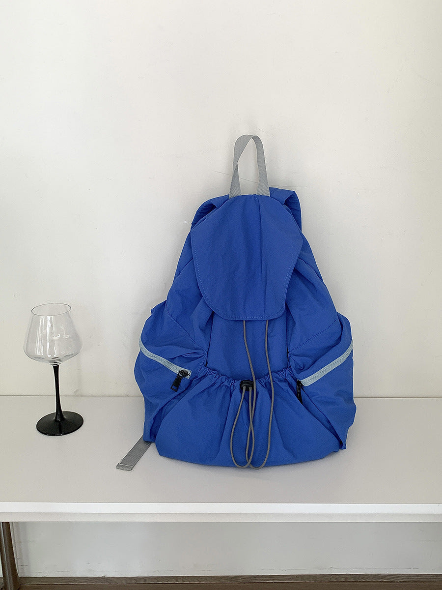 Women's Pleated Drawstring Nylon Niche Trendy Large Backpacks