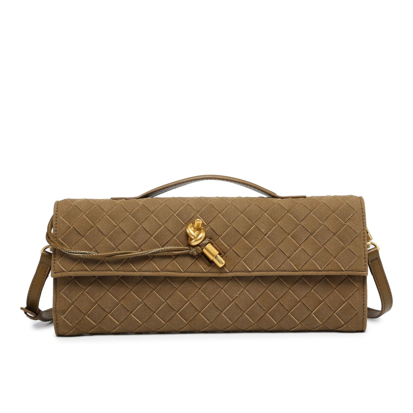 Woven Dinner Clutch Long Bolt Baguette Handbags