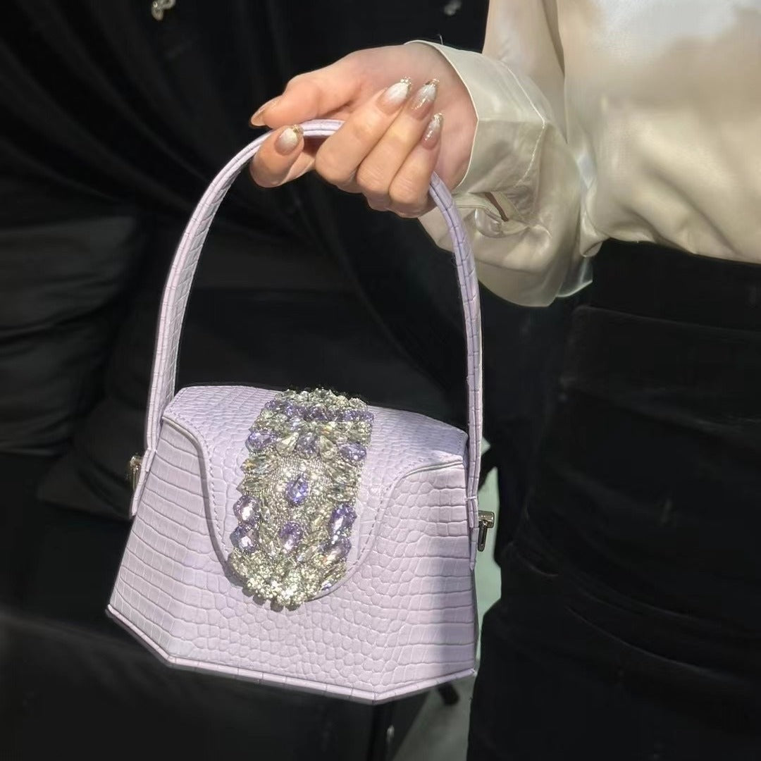 Women's Leather Diamond Shiny Dinner Designer Handbags
