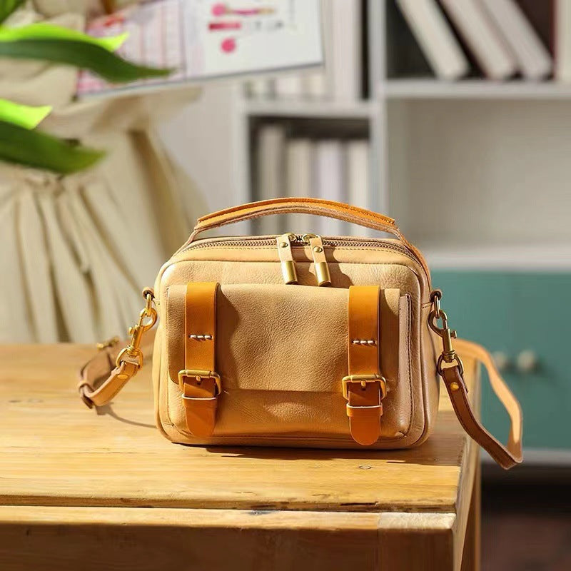 First Layer Cowhide High-grade Niche Tooling Crossbody Bags