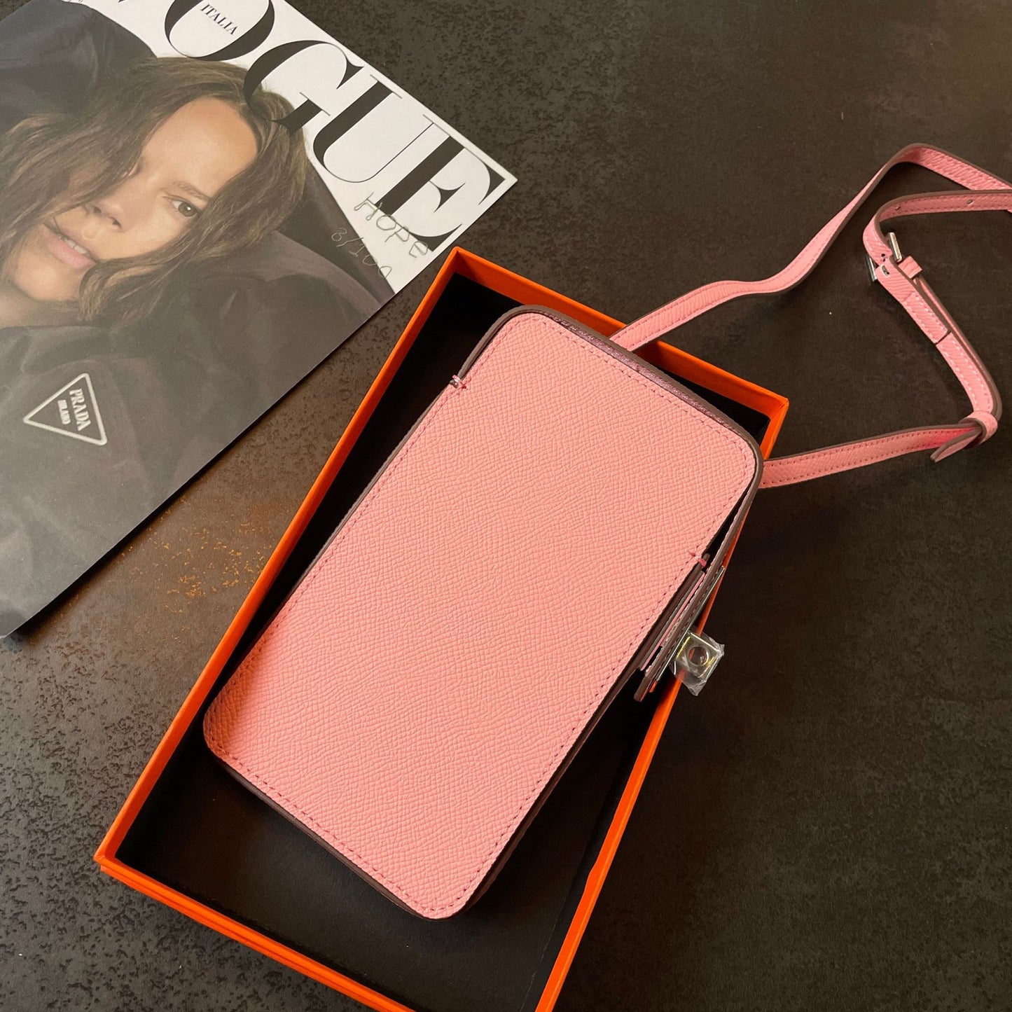 Women's Mobile Fashion Genuine Leather Box Simple Solid Crossbody Bags