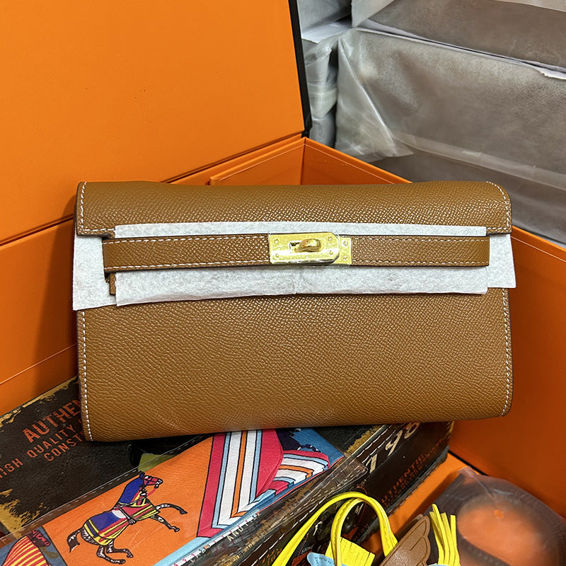Women's Palm Print Kelly Cow Leather Clutch Shoulder Bags