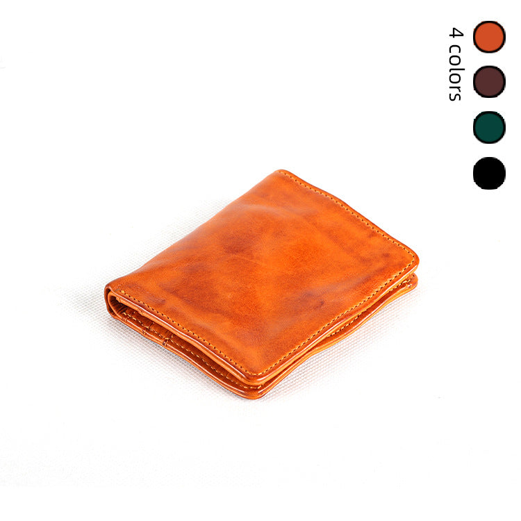 Leather Simple Retro Two-fold Short Multiple Slots Driving Ladies Wallets