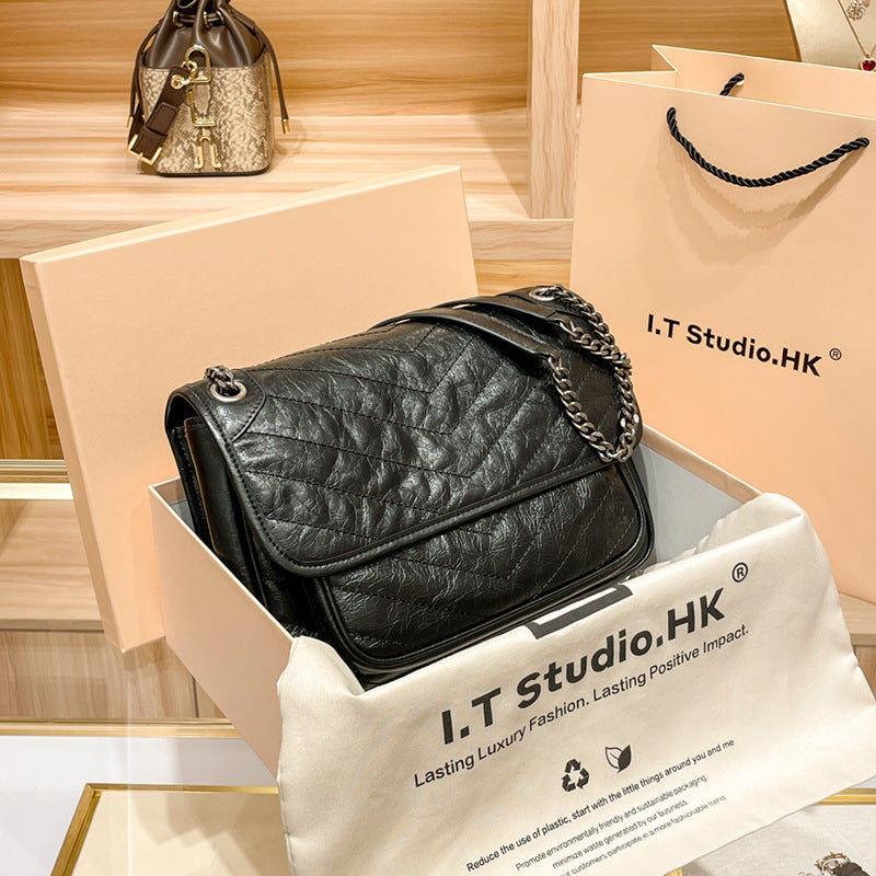 Women's Counter Genuine Leather Retro Hobo High-grade Shoulder Bags