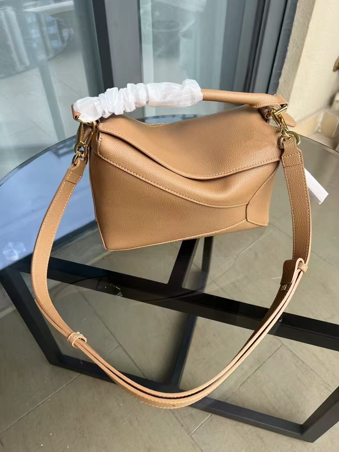 Women's Geometric Original Leather Box Large Capacity Handbags