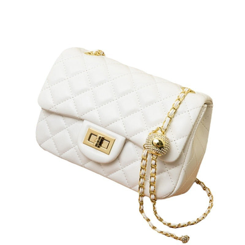 Women's Genuine Leather Diamond Pattern Chain Classic Crossbody Bags