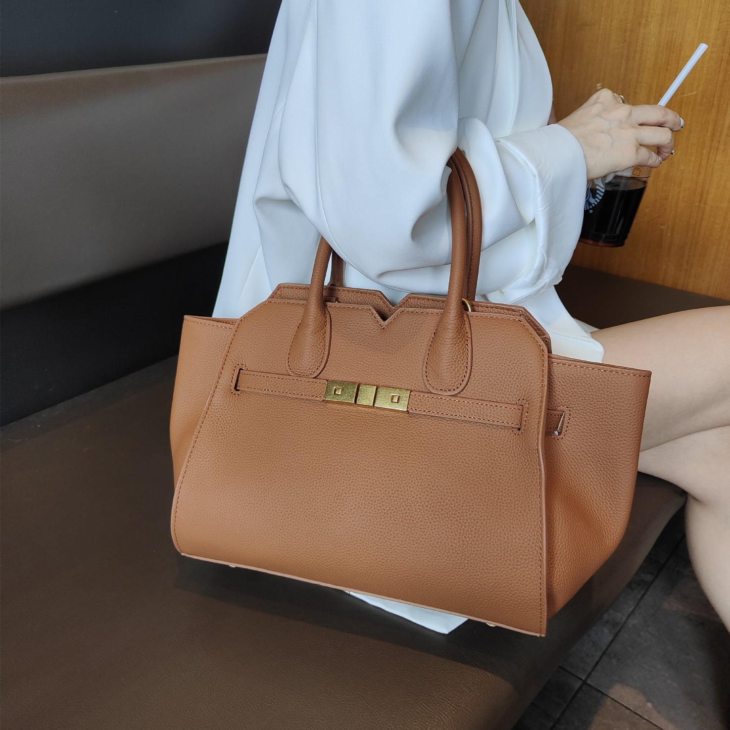 Women's Top Layer Cowhide High Sense Large Handbags