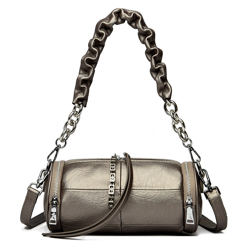 Women's Goods Cross Stitching Round Trendy Niche Shoulder Bags