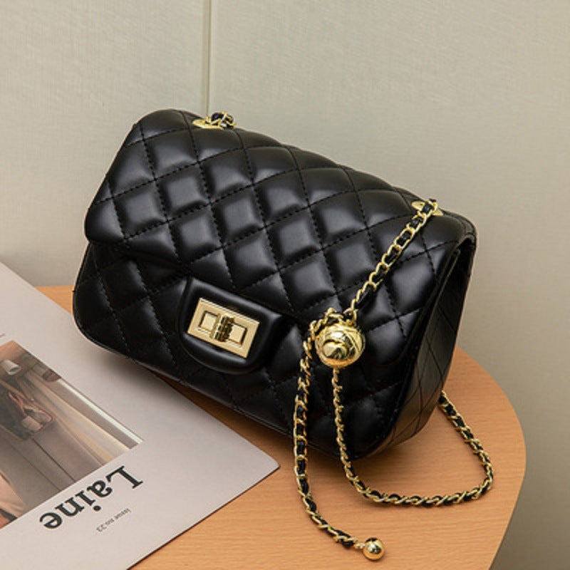 Women's Genuine Leather Diamond Pattern Chain Classic Crossbody Bags
