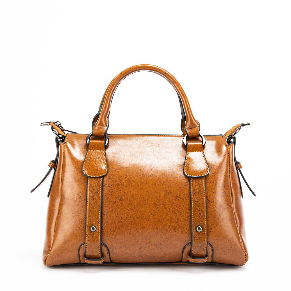 Women's Retro Fashion Genuine Leather Portable Large Capacity Handbags