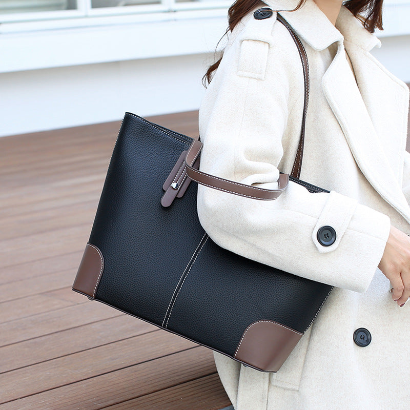 Women's Senior Large Capacity Totes Female Genuine Leather First Shoulder Bags