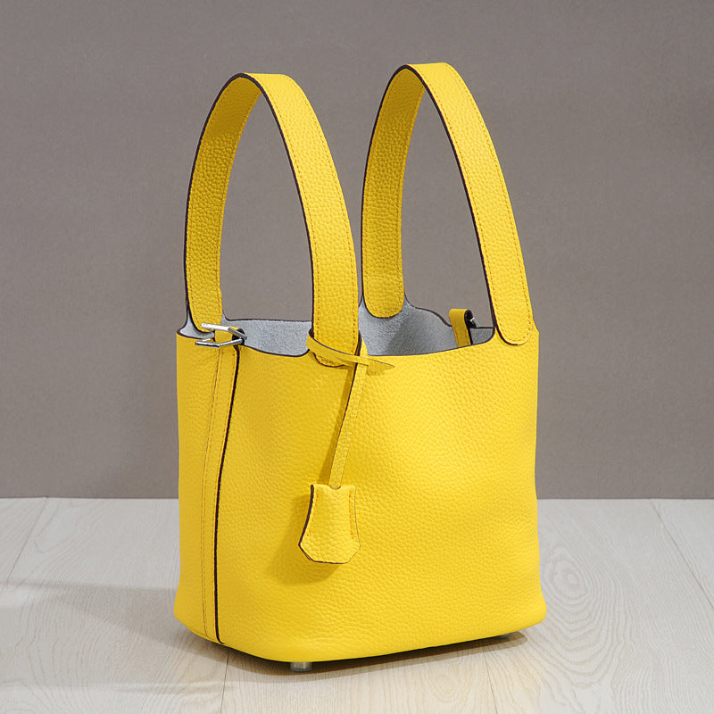 Women's First Layer Cowhide Leather Vegetable Basket Handbags