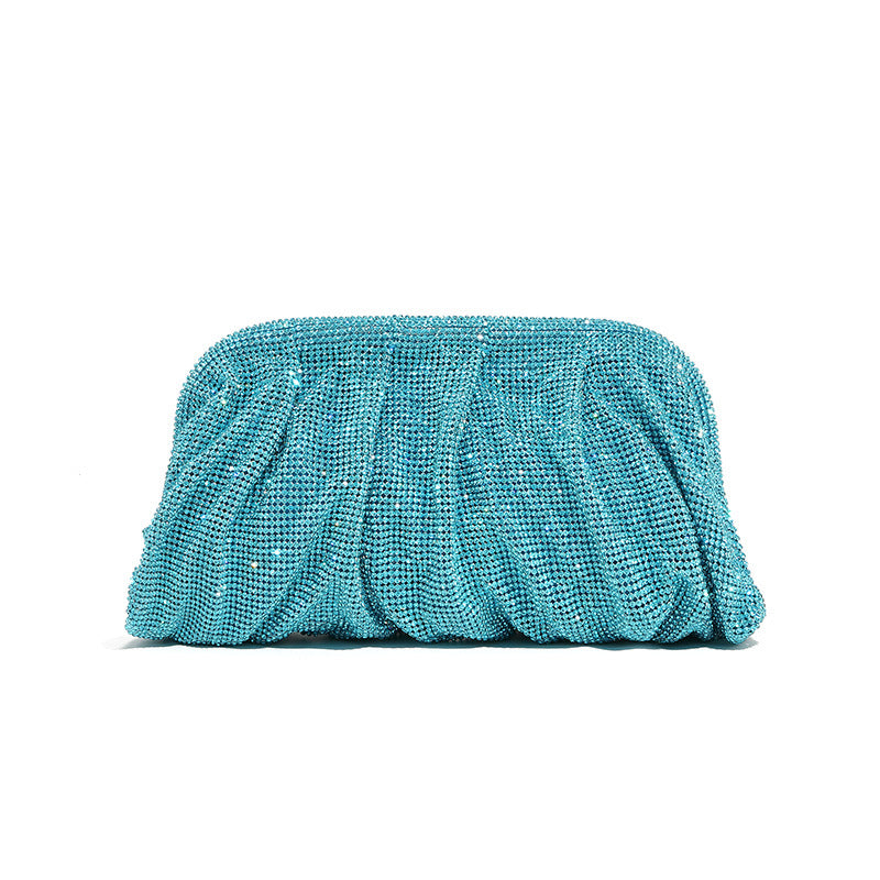 Hand Clutch Pleated Chain Rhinestone Cloud Clip Bags