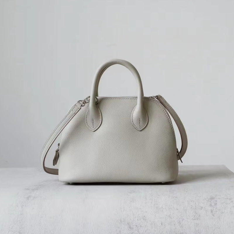 Women's Wax Line Top Layer Cowhide Bowling Crossbody Bags