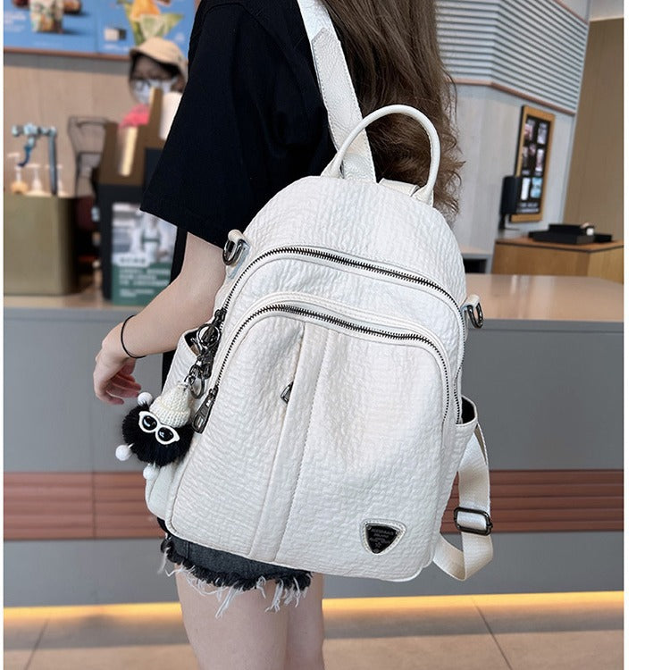 Women's White Soft Cover Leisure Fashion Backpacks
