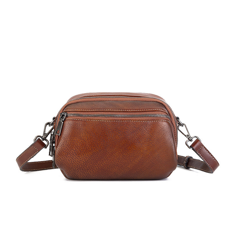 Women's Round Hand-rub Color Soft Large Capacity Crossbody Bags