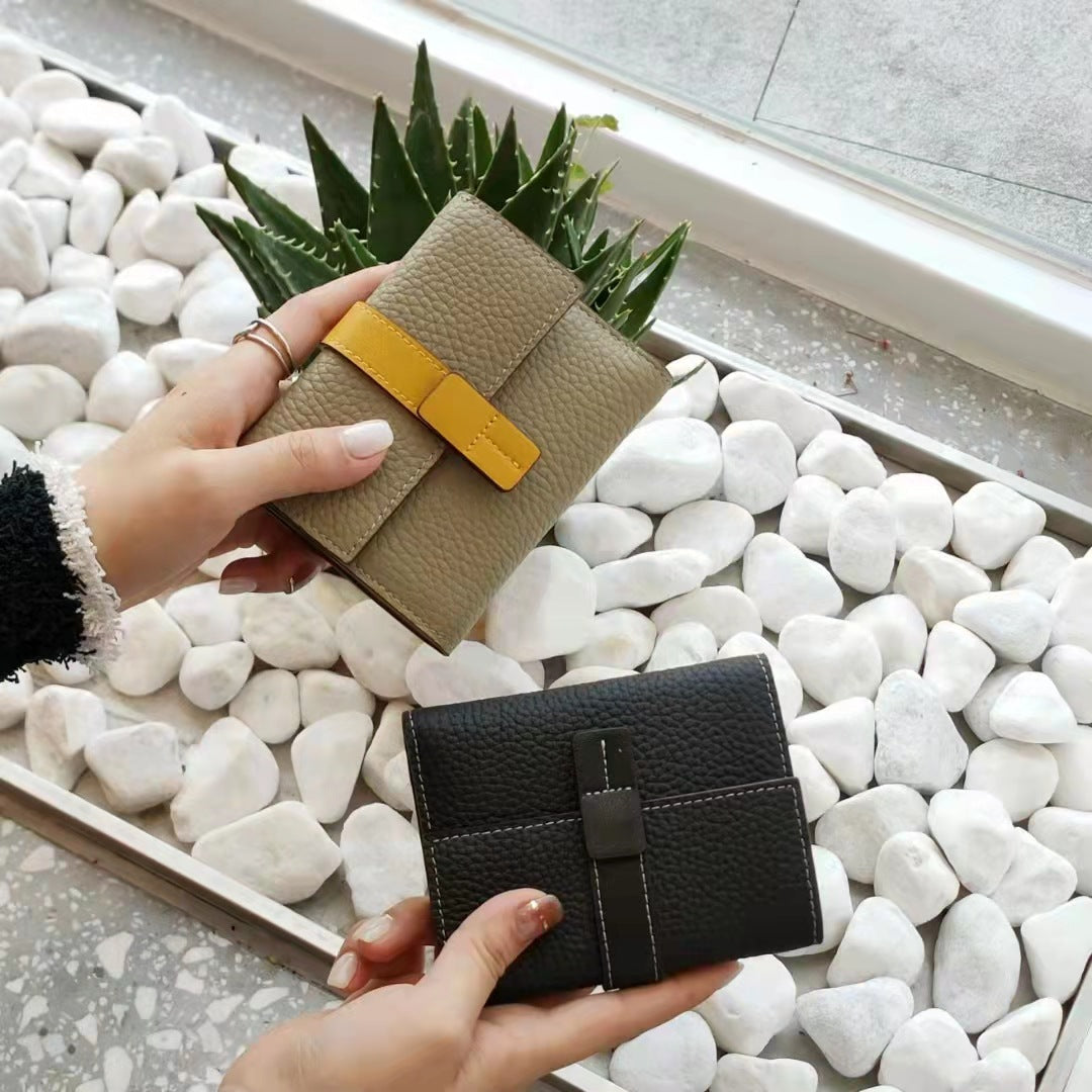 Women's Short First Layer Cowhide Clutch Long Handbags