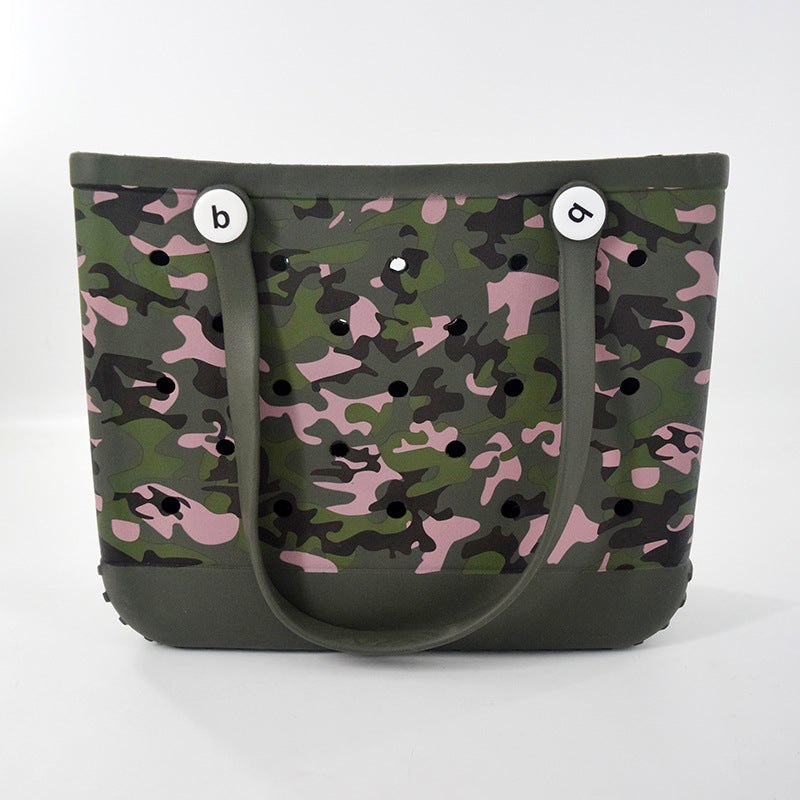 Women's Hole Beach Storage Big Printing Basket Handbags
