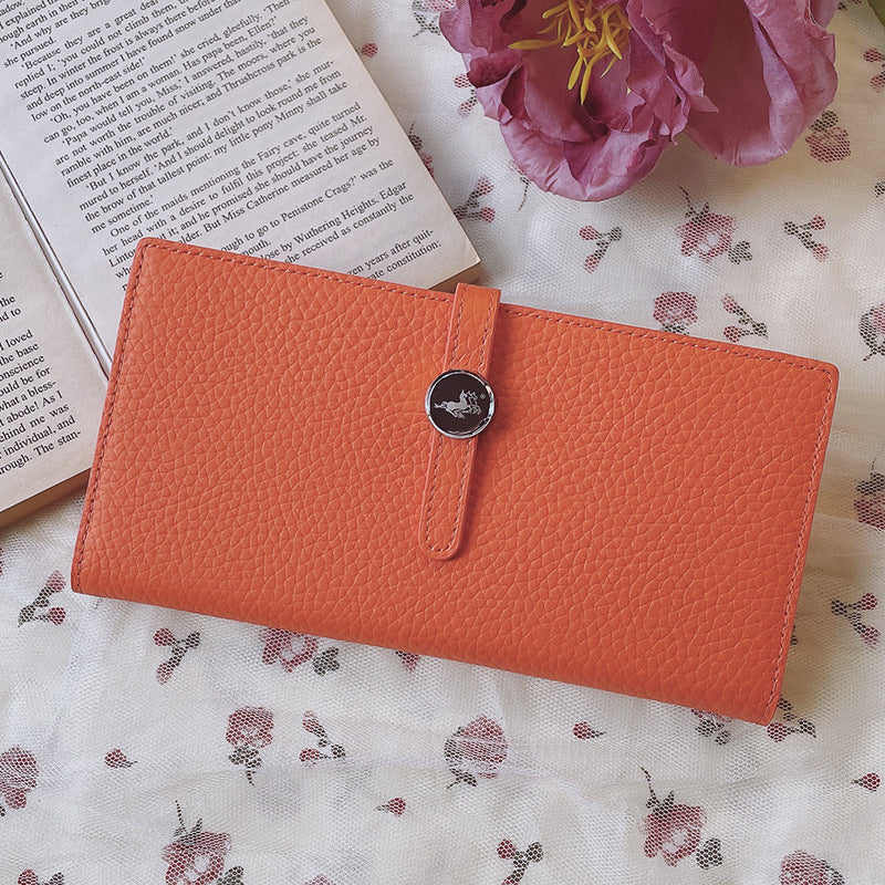 Women's Simple Genuine Cattlehide Leather Surface Multiple Ladies Wallets