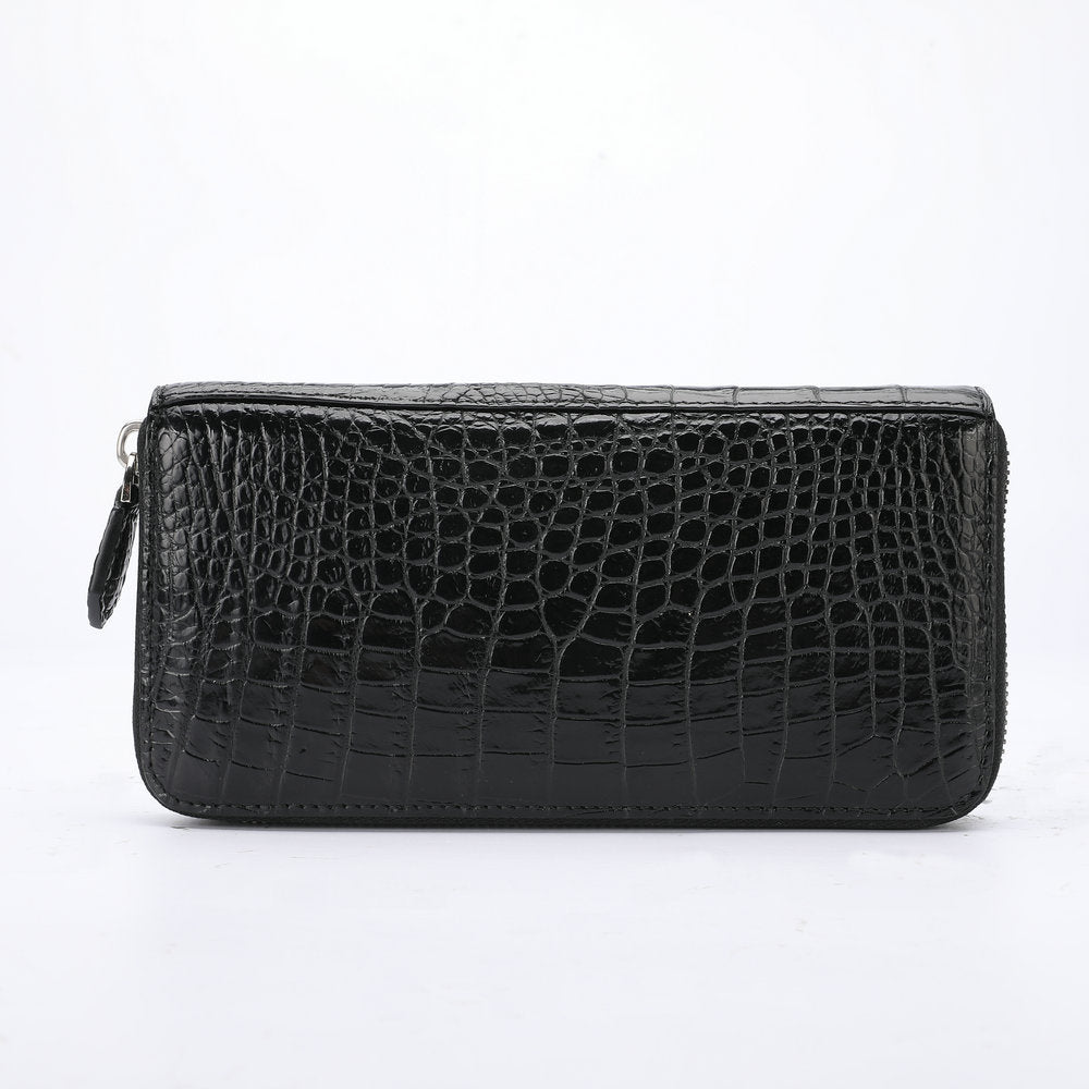 Men's Bright Crocodile Belly Clutch Leather Long Men's Handbags