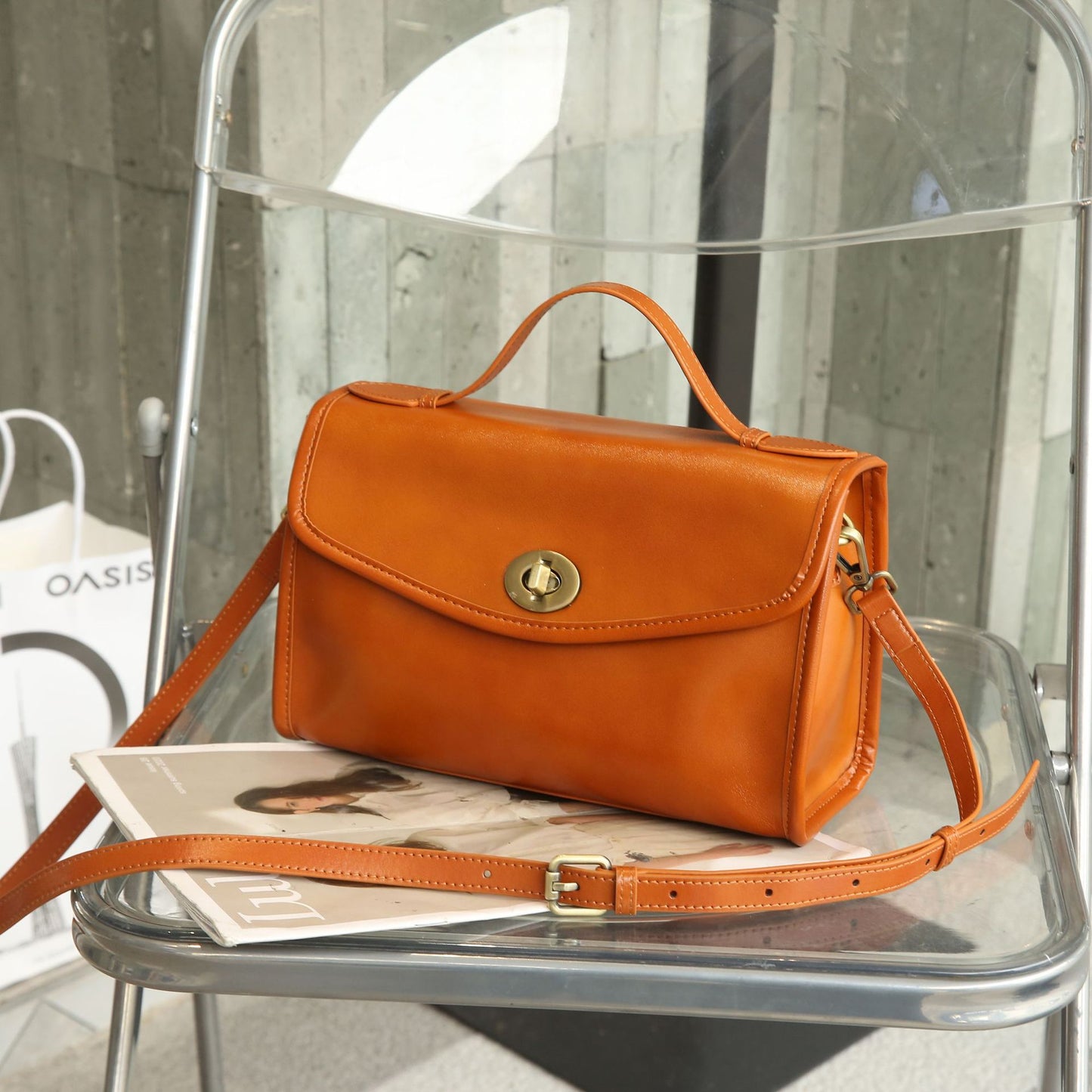 Women's Vegetable Tanned Leather Cow Single Lady's Shoulder Bags