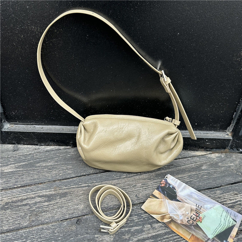 Women's Niche Pleated Dumpling First Layer Cowhide High-grade Underarm Shoulder Bags