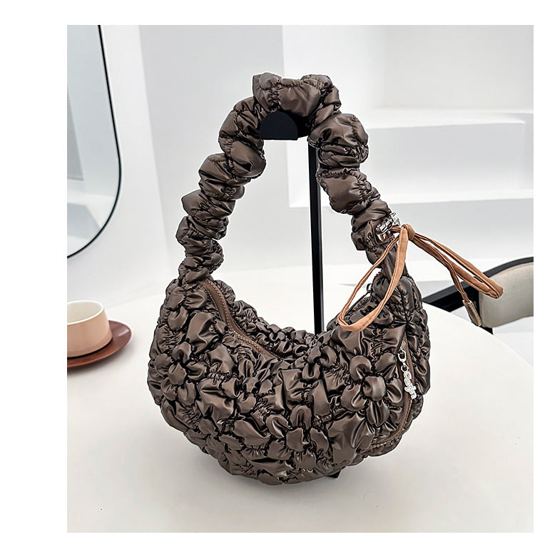 Cloud Pleated Large Capacity Embroidery Thread Shoulder Bags