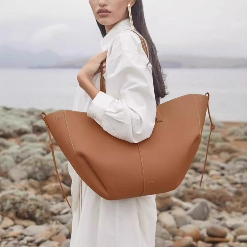 Wings Style Lychee Pattern Cowhide Large Shoulder Bags
