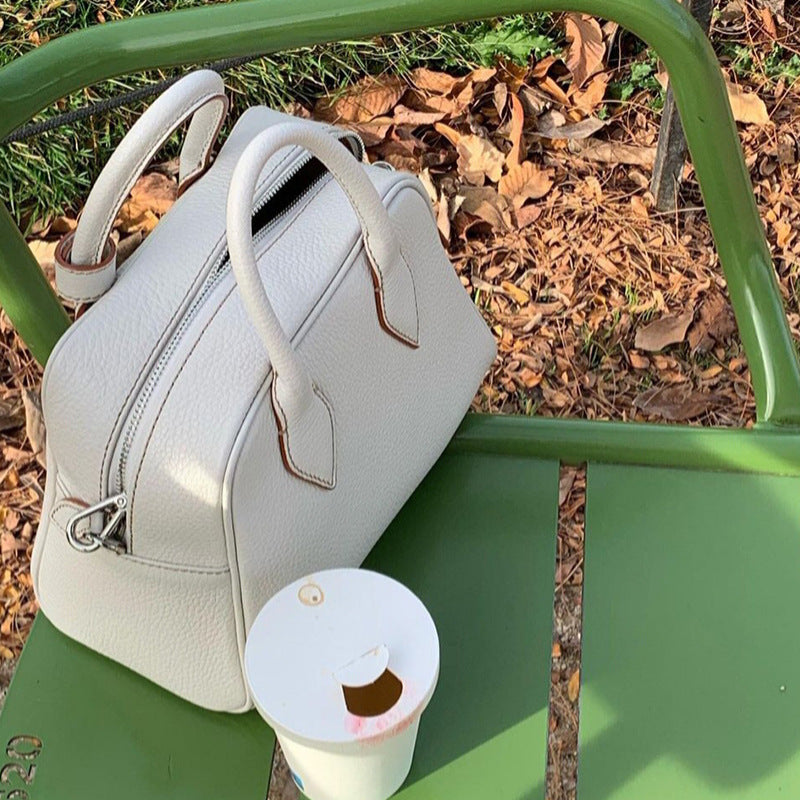 Women's Handmade Lychee Pattern Top Layer Leather Shoulder Bags