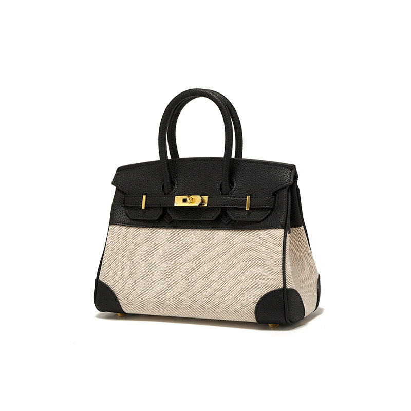 Women's Canvas Patchwork Easy Matching Contrast Color Handbags