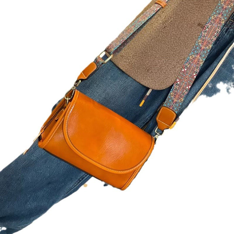 Women's Summer Leather Veil Wide Strap Cow Crossbody Bags