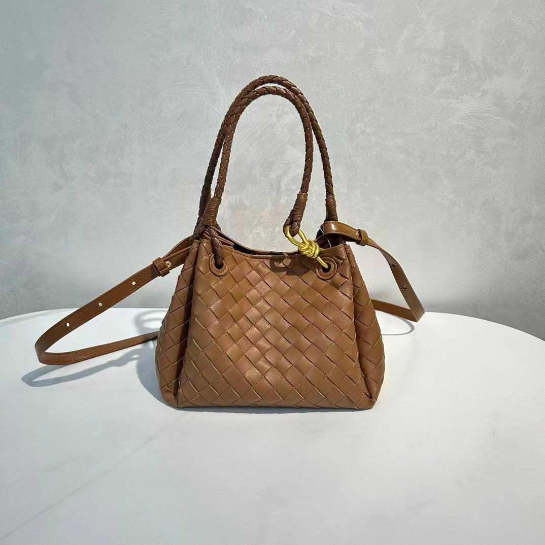 Women's Metal Cord Fastener Woven Large Portable Bags