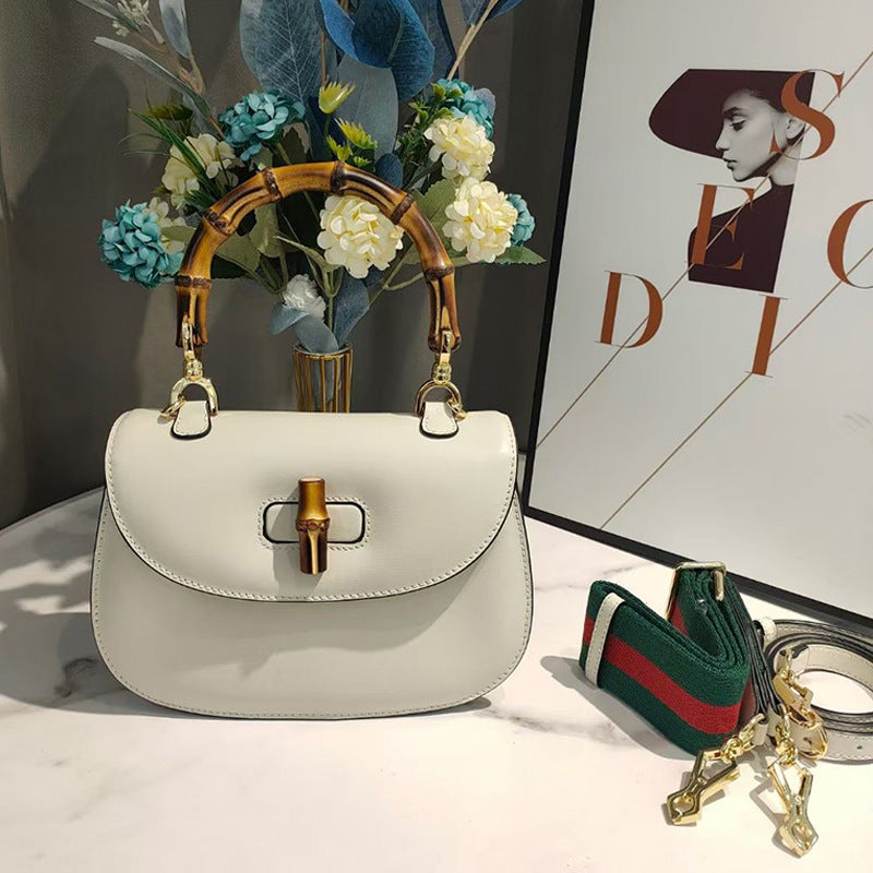 Little Retro Simple Bamboo Genuine Leather Shoulder Bags