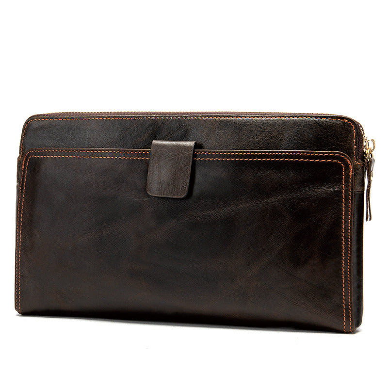 Men's Man First Layer Cowhide Business Clutch Purses